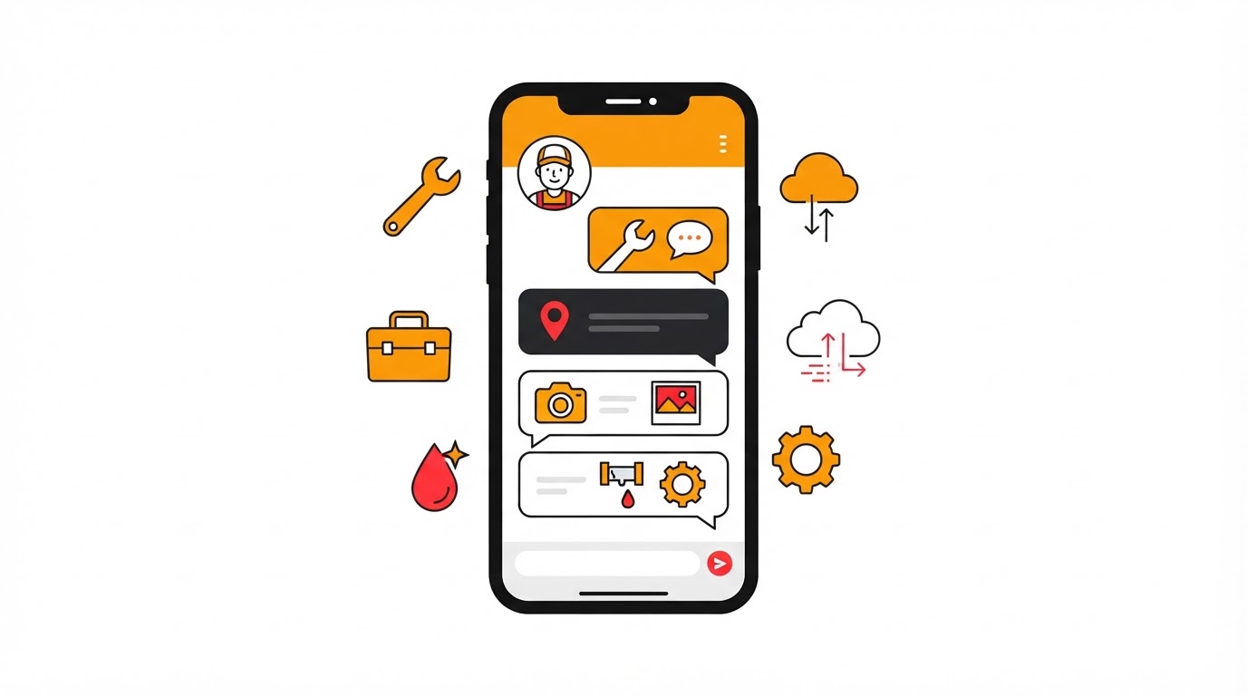 AI-chatbot voor loodgieters: verzamel locatie, foto's en storingsdetails